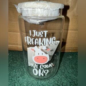 Cow-Themed Glass Jar with Lid